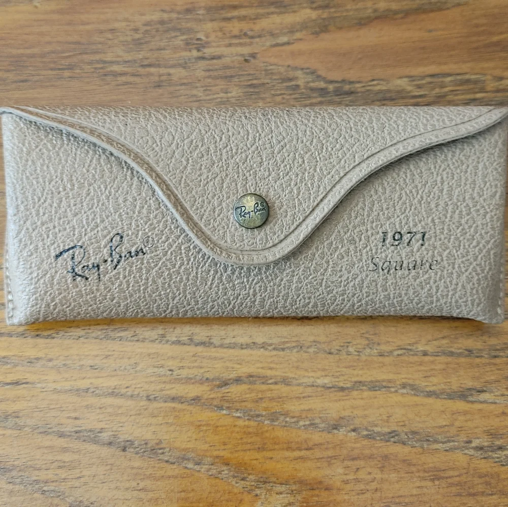 Ray-Ban Beige Eyeglass Case with Embossed Logo 